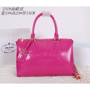 Quality Prada Iridescent Leather Boston Bag BN2318 Rosy VS02474