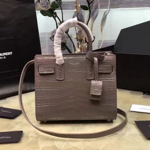 Quality Saint Laurent Classic Baby Sac De Jour Bag in Grey Croco Leather Y12131 VS09232