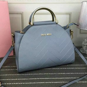 Replica AAA Miu Miu Calf Leather Top Handle Bag Blue M6900 VS07047