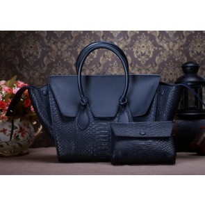 Replica Best Celine Tie Nano Top Handle Bag Original Snake Leather C3052 Royal VS07573