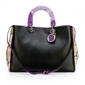 Replica Best Dior Jumbo Diorissimo Bag in Snake Leather CD0901 Black VS06420