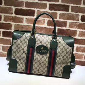 Replica Best Gucci Soft GG Supreme Duffle Bag with Web Green 459311 VS07259