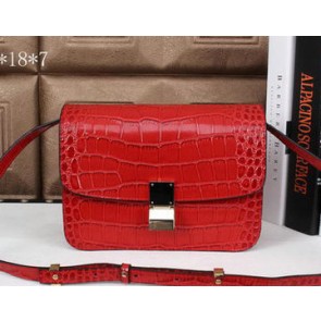 Replica Celine Classic Box Small Flap Bag Croco Leather C3118 Red VS06889