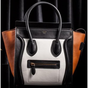 Replica Celine Luggage Mini Tote Bag Original Goat Leather CLS3308 White&Black&Brown VS09596