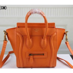 Replica Celine Luggage Nano Bag Original Leather C3308S Orange VS07464