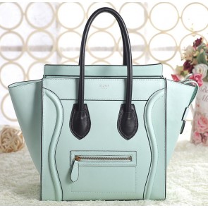 Replica Celine Mini Luggage 3308 in Mint Green with Black Original Leather VS07177