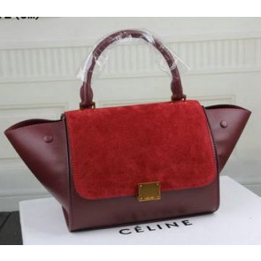 Replica Celine MINI Trapeze Bag Suede Leather CT3345 Maroon&Burgundy VS00032