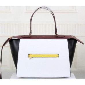 Replica Celine Ring Bag Smooth Calfskin Leather 176203 White&Black&Maroon VS02427