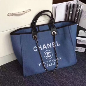 Replica Chanel Blue Canvas Large Deauville Shopping Bag A68046 VS05826