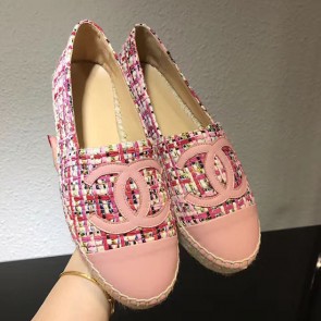 Replica Chanel Tweed Espadrille Flat Pink CH073004 VS05861