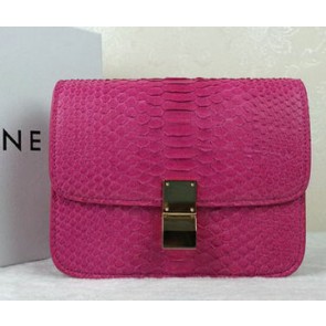 Replica Cheap Celine Classic Box Small Flap Bag Genuine Snake C11042 Rose VS07539
