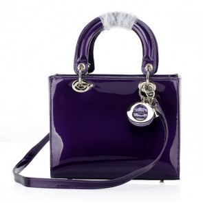 Replica Christian Dior CD6325 Purple Patent Mini Lady Dior Bag Gold VS01770