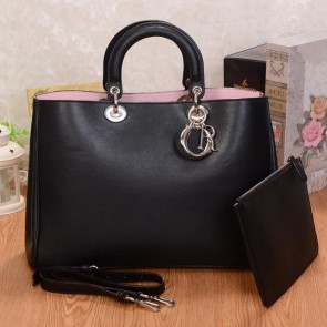 Replica Dior Diorissimo Bag in Smooth Calfskin Leather V801 Black VS07557