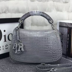 Replica Dior Dune Flap Bag Grey Croco Leather D41110 VS09525