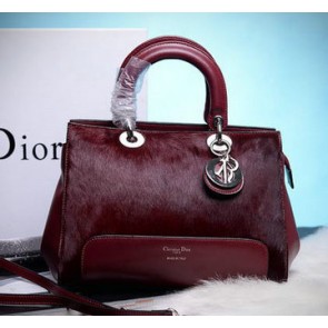 Replica Dior Shish Tote Bag Horse Hair D1333 Burgundy VS02943