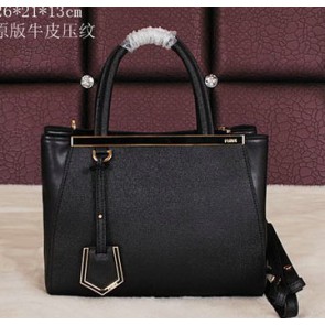 Replica Fendi 2Jours Tote Bag Original Leather 8B8935 Black VS04502