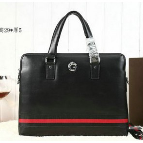 Replica Gucci Smooth Leather Business Briefcase G8558 Black VS06471