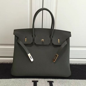 Replica Hermes Birkin 35 Tote Bag in Dark Green Togo Leather HB1210 VS07294