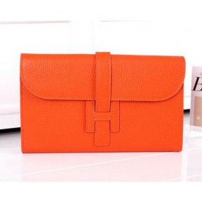 Replica Hermes Jige Clutch Bag Calfskin Leather HQ864 Orange VS06847