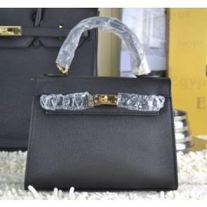Replica Hermes Kelly 22cm Tote Bag Calfskin Leather Black VS06761