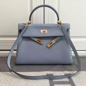 Replica Hermes Kelly 32 Tote Bag in Light Blue Togo Leather HK0932 VS06772