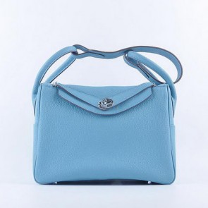 Replica Hermes Lindy 30CM Grainy Leather Shoulder Bag H6207 Light Blue VS00625