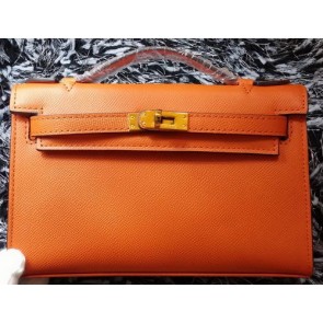Replica Hermes MINI Kelly 22cm Tote Bag Calf Leather K011 Orange VS08003