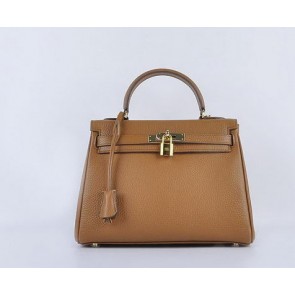 Replica High Quality Hermes Kelly 28cm Shoulder Bags Wheat Grainy Leather Gold VS08179