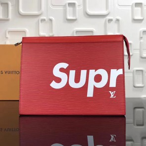 Replica High Quality Louis Vuitton Epi Leather Supreme X Pochette Voyage MM Red M66888 VS06909