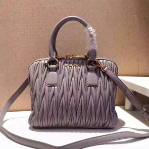 Replica Hot Miu Miu Matelassse Nappa Leather Top Handle Bag Grey 5BB004 VS05631