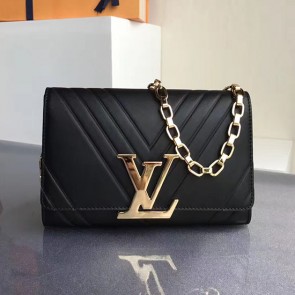 Replica Louis Vuitton Embossed Calfskin Chain Louise GM Black M54113 VS01952