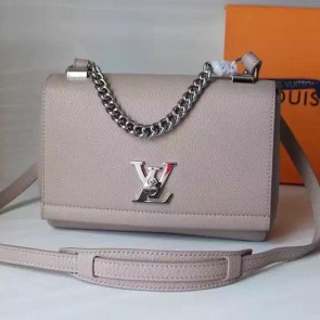Replica Louis Vuitton Soft Calf Leather Lockme II BB Light Grey M51200 VS09733
