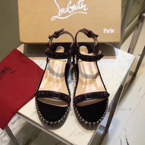 Replica Luxury Christian Louboutin Calfskin Sandal Black CL001 VS01526