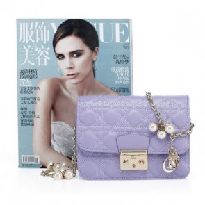 Replica MISS DIOR Shoulder Bag in Lambskin Leather CD6331 Lavender VS06693