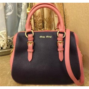 Replica miu miu Madras Goat Leather Top-handle Bag RL0063 Pink&Purple VS06613