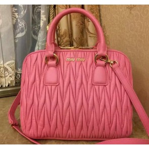 Replica miu miu Matelasse Original Leather Tote Bags RN0097 Pink VS09239