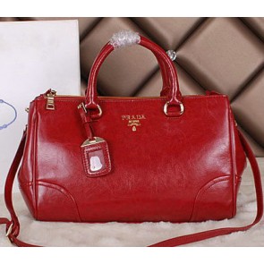 Replica Prada Bright Leather Boston Bag BN6260 Red VS00453