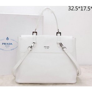 Replica Prada Calfskin Leather Tote Bag BN2789 White VS07336