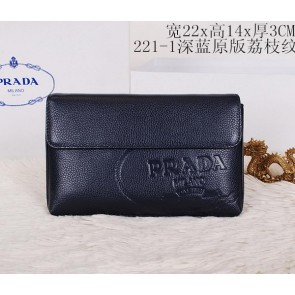 Replica Prada Grainy Leather Clutch P2221 Royal VS05296