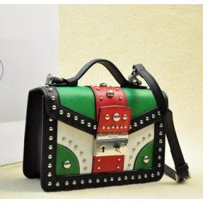 Replica Prada Saffiano Leather Flap Bag BN0969 Black&White&Green&Red VS09881