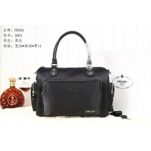 Replica Prada Tssuto Boston Bag BN3051 Black VS01922