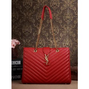 Replica Saint Laurent Classic Monogramme Shopping Tote Bag Cannage Pattern Y5481 Red VS07198