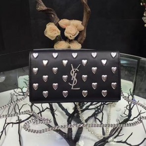 Replica Saint Laurent Stud Chain Shoulder Bag In Black Calfskin Leather 360459 VS06379