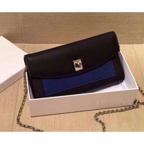 Replica Top Dior Twist Rendez-Vous Wallet Smooth Calfskin M0400 Black&Blue VS01832