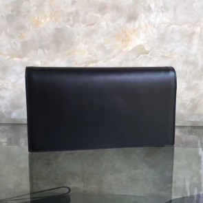 Saint Laurent Cassandre Smooth Calfskin Clutch Bag Black Y230320 VS09564