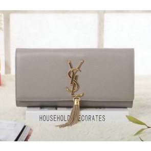Saint Laurent Classic Monogramme Tassel Cannage Pattern Clutch Y5485 Khaki VS05976