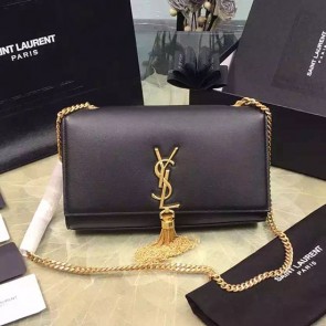 Saint Laurent Medium Monogram Shoulder Bag In Black Original Smooth Calfskin 354119 VS05443