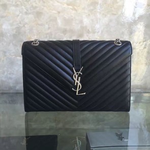 Saint Laurent Monogram Large Kate Chain Shoulder Bag Black Y231220 VS07111
