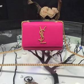 Saint Laurent Small Kate Monogram Smooth Leather Shoulder Bag Rose Y121240 VS05857