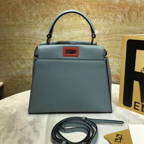 Sale 1:1 Fendi Peekaboo Tote Bag Light Blue Original Leather F280503 VS08771